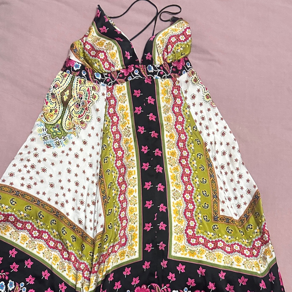 Single dress vintage silk floral asymmetrical handkerchief dress size
